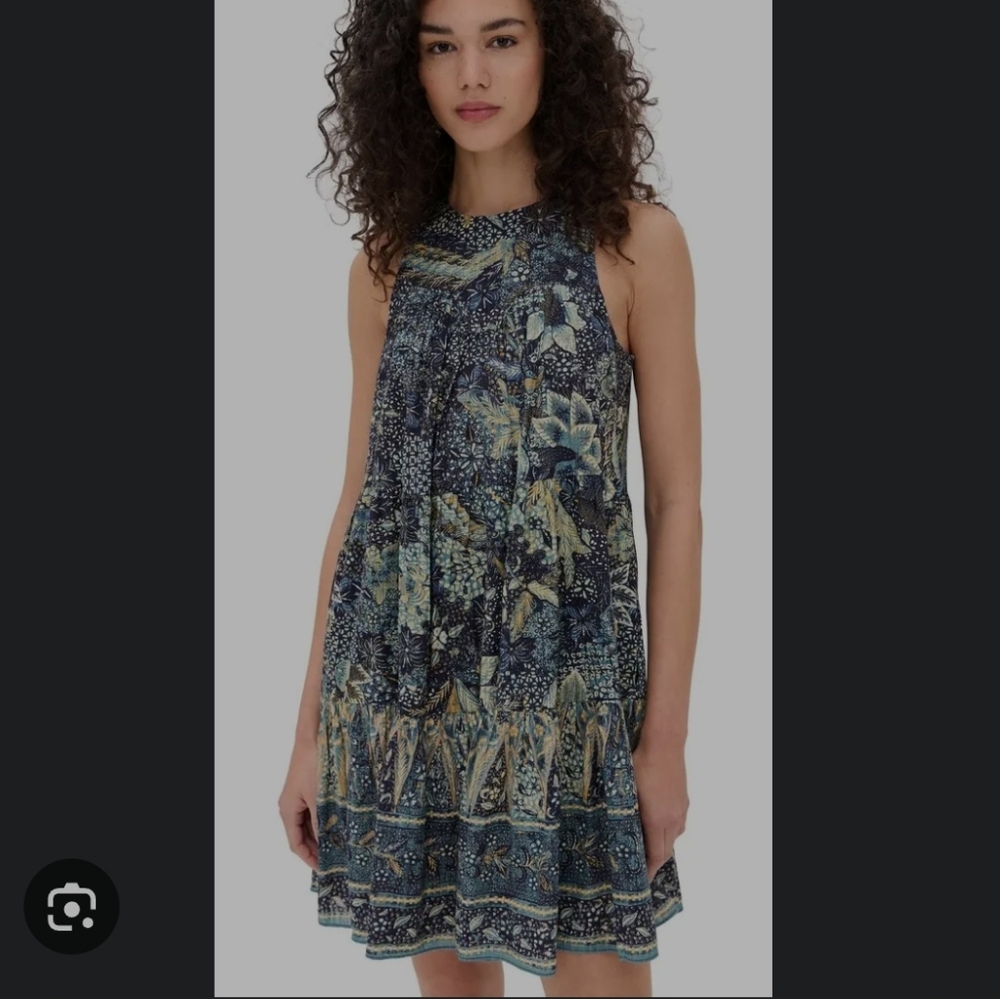 ULLA JOHNSON MARI NAVY PRINT SWING DRESS W/POCKETS SIZE MEDIUM